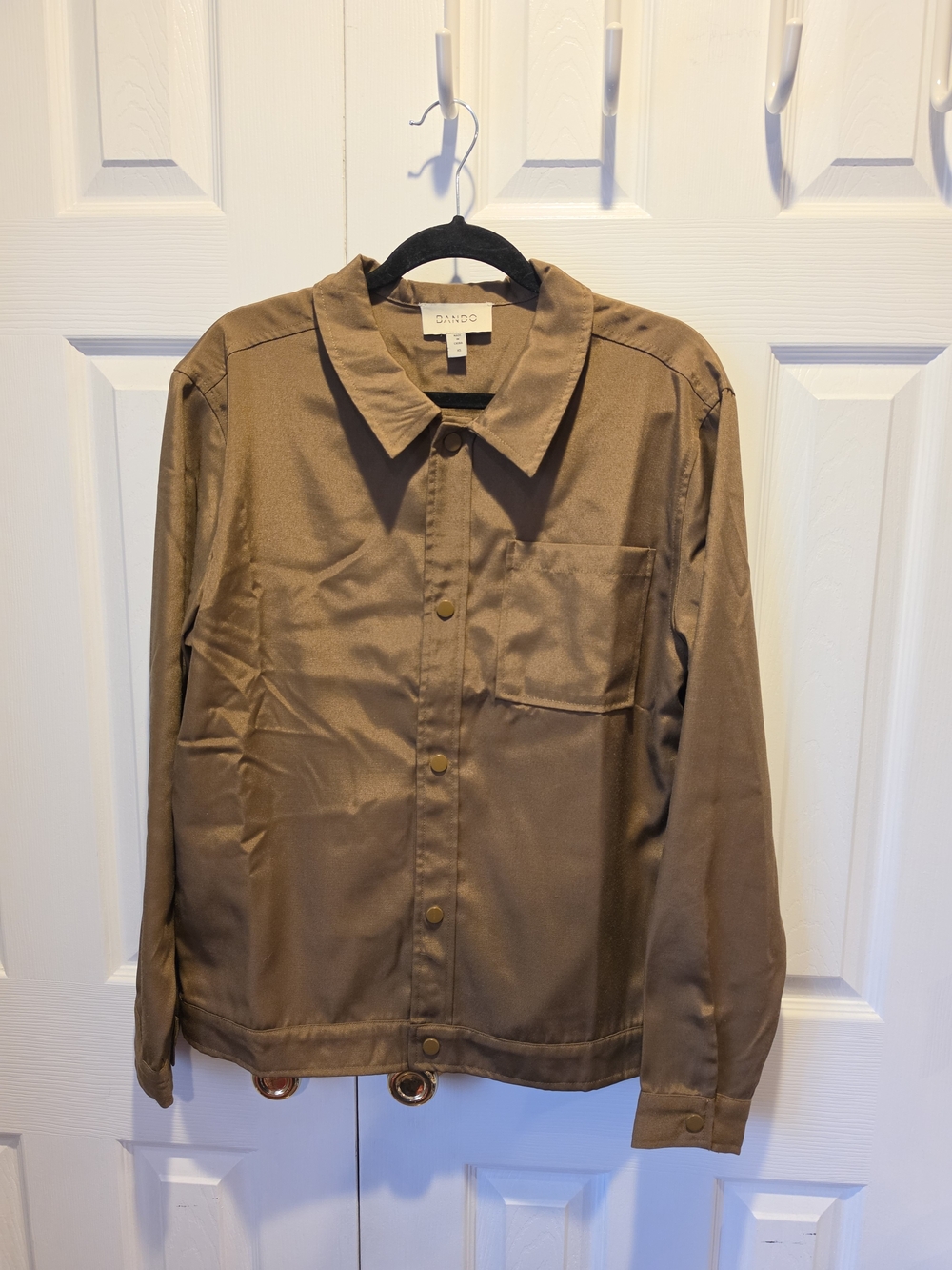 BANDO Canvas Snap Closure Jacket in Chocolate Brown